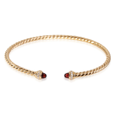 David Yurman Cable Collection Garnet & Diamond Bracelet in 18k Yellow Gold