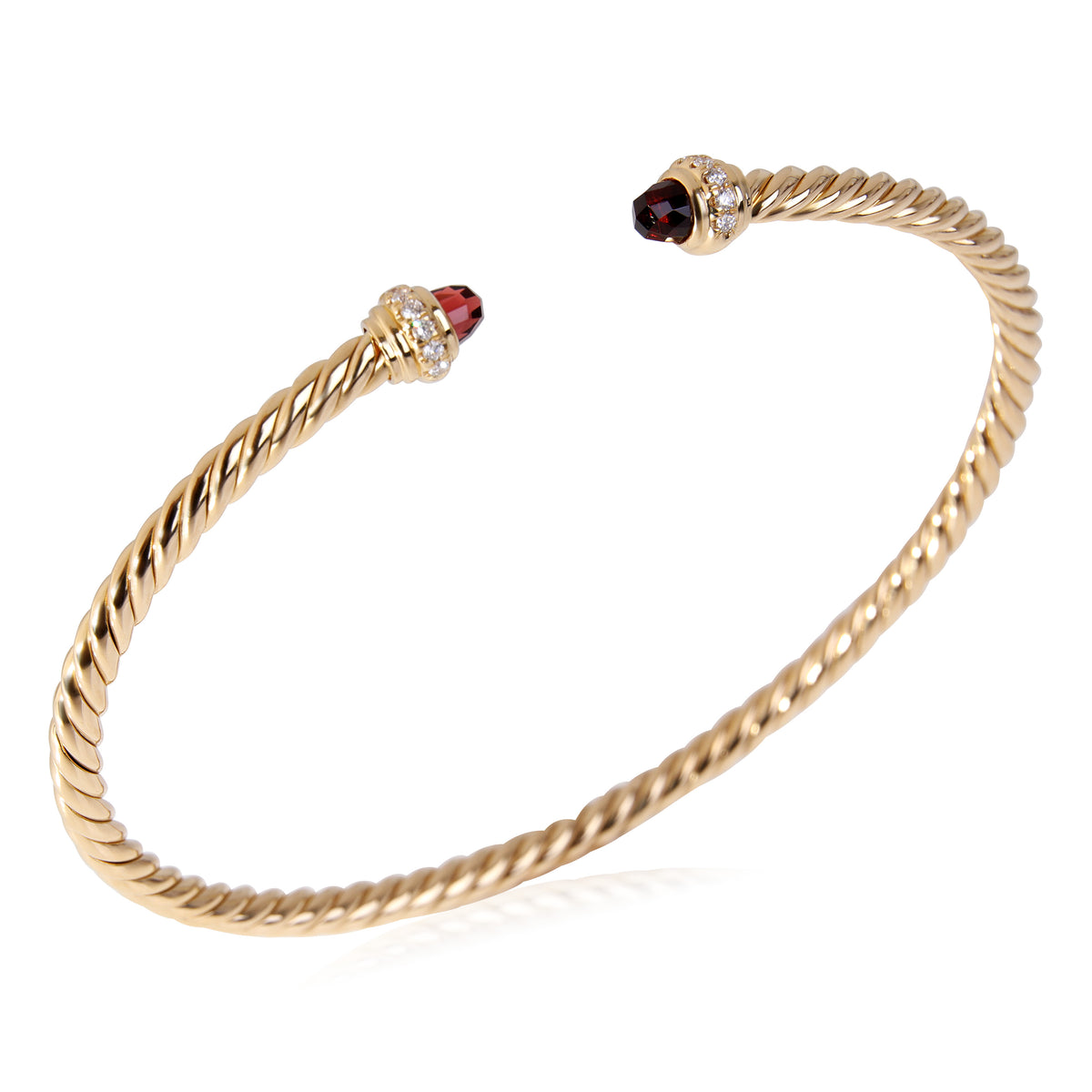 David Yurman Cable Collection Garnet & Diamond Bracelet in 18k Yellow Gold