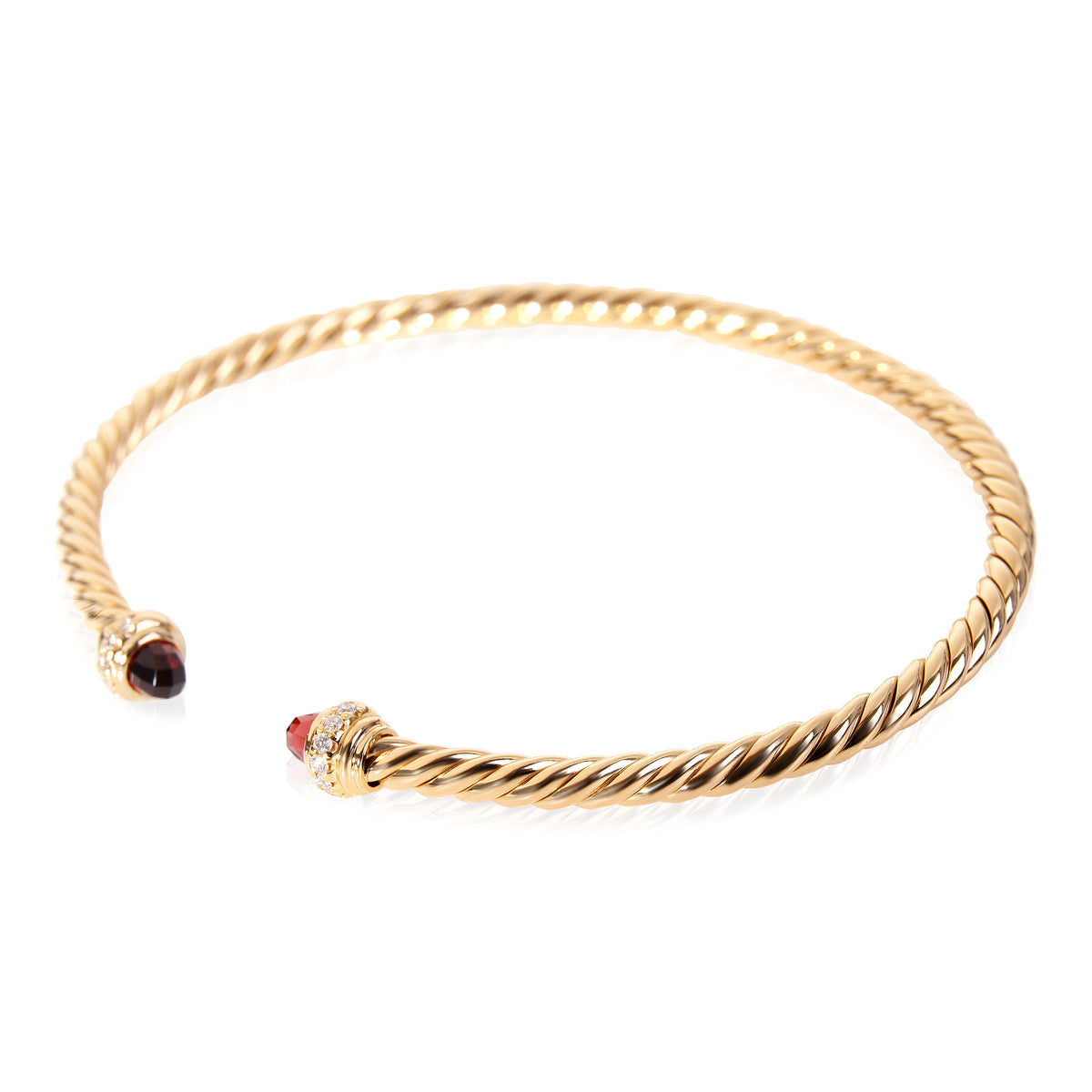 David Yurman Cable Collection Garnet & Diamond Bracelet in 18k Yellow Gold