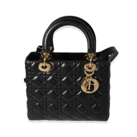 Dior Black Cannage Quilted Lambskin Medium Lady Dior Bag