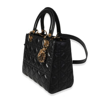 Dior Black Cannage Quilted Lambskin Medium Lady Dior Bag