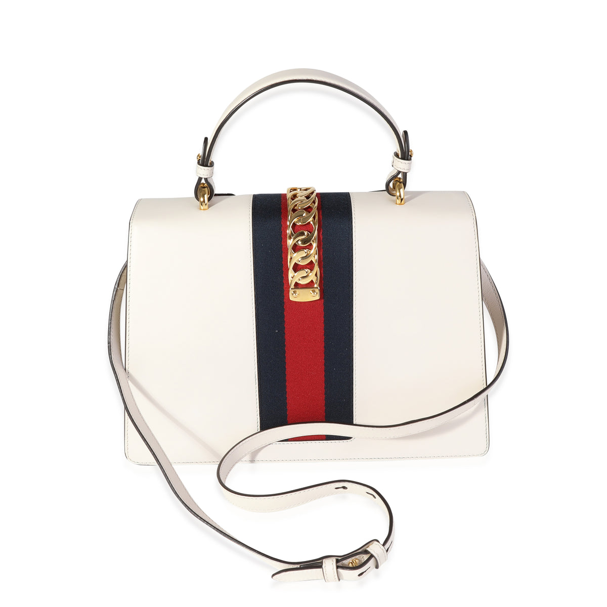 Gucci Cream & Multicolor Floral Embroidery Medium Sylvie Top Handle Bag