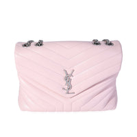 Saint Laurent Pink Matelassé Leather Medium Loulou Shoulder Bag