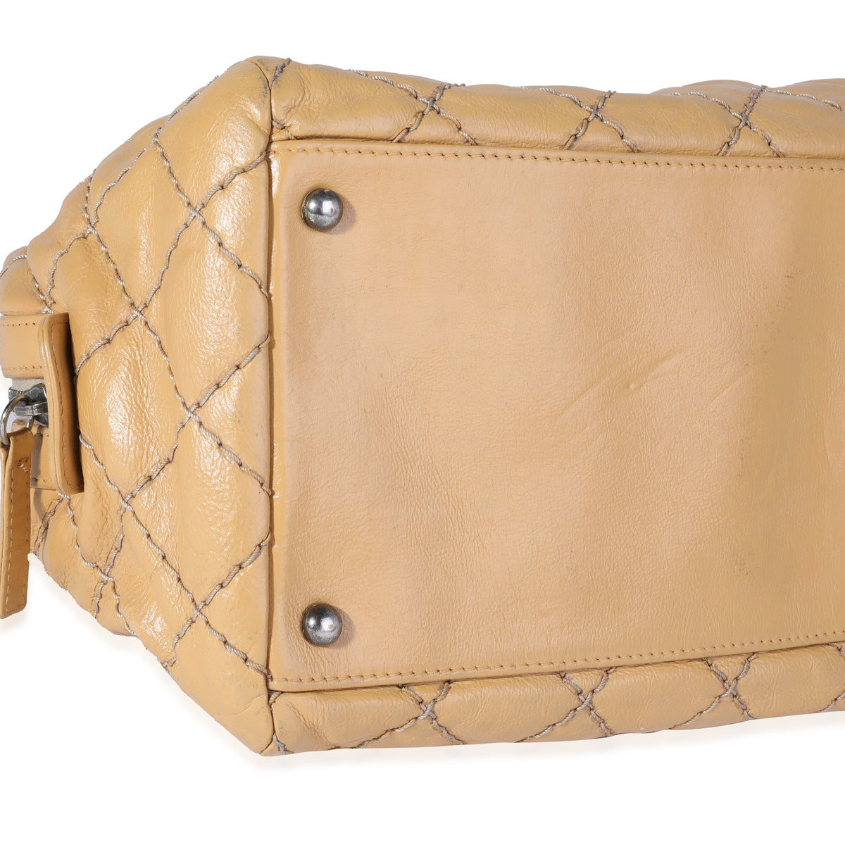 Chanel Diamond Stitch Tan Calfskin Bowling Bag