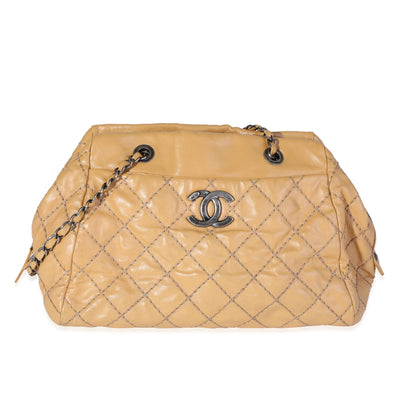 Chanel Diamond Stitch Tan Calfskin Bowling Bag