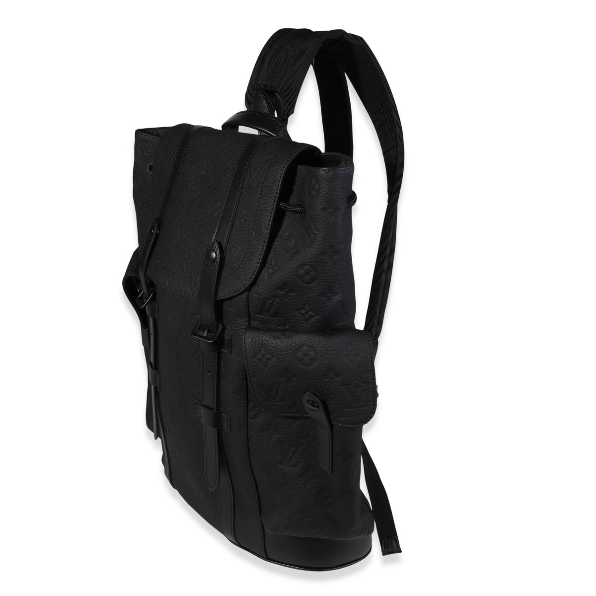 black louis vuitton christopher backpack Louis Vuitton Black Monogram-Embossed Taurillon Christopher MM Backpack | myGemma