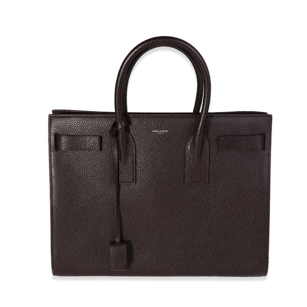 Saint Laurent Burgundy Grained Leather Large Sac De Jour Tote