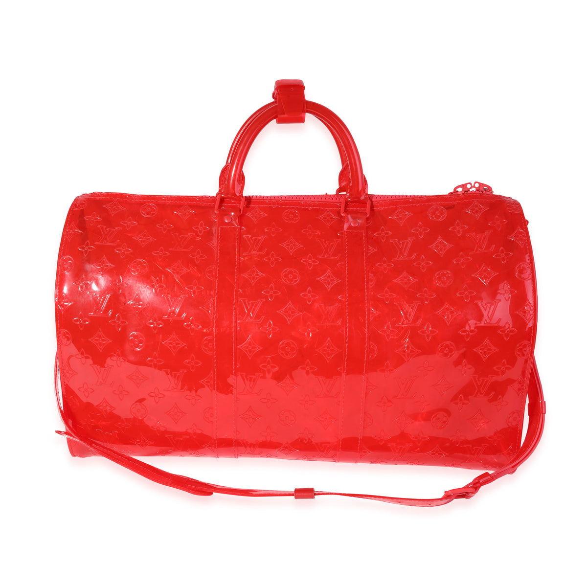 Louis Vuitton x Virgil Abloh Red Monogram PVC  Keepall Bandouliére 50
