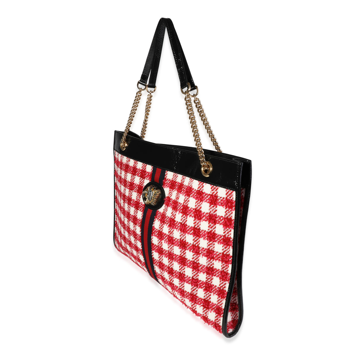 Gucci Red & White Tweed Large Rajah Tote