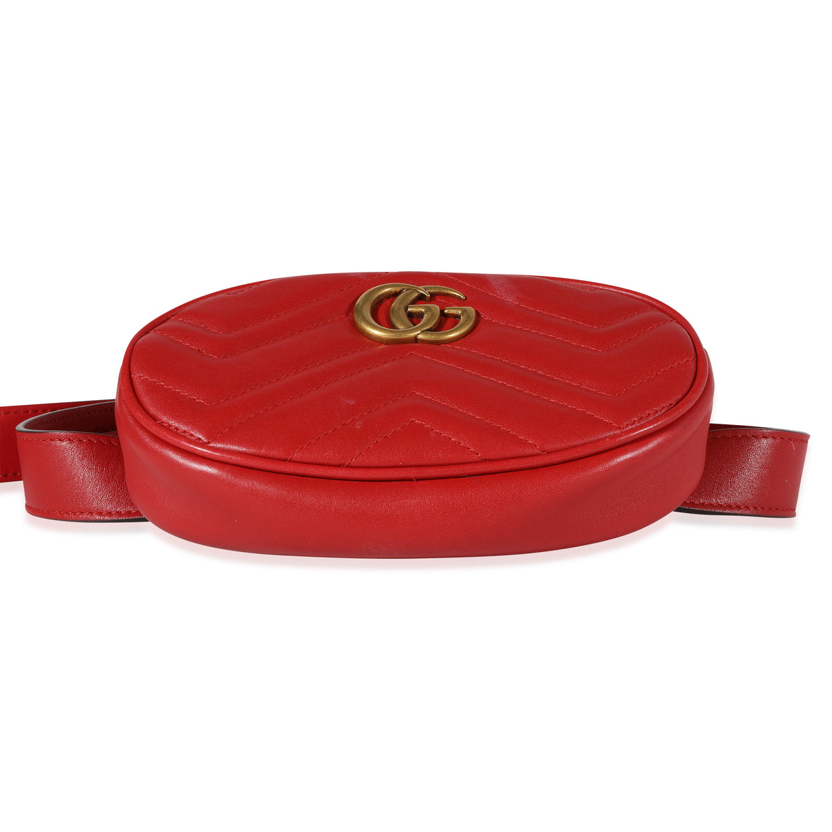 Gucci Red Matelassé Calfskin GG Marmont Belt Bag 85