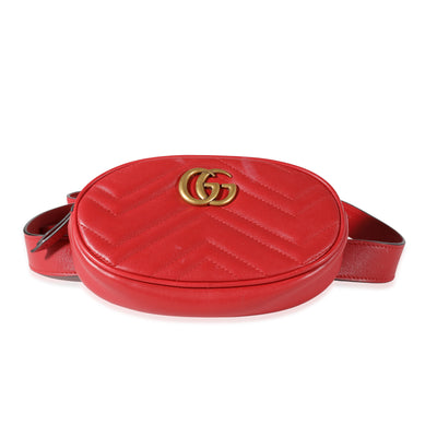 Gucci Red Matelassé Calfskin GG Marmont Belt Bag 85