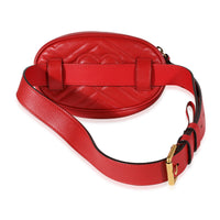 Gucci Red Matelassé Calfskin GG Marmont Belt Bag 85