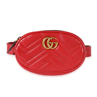 Gucci Red Matelassé Calfskin GG Marmont Belt Bag 85