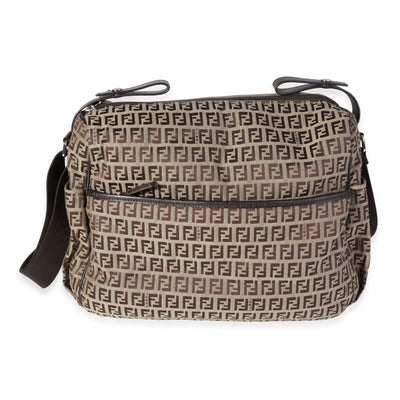 Fendi Brown Zucchino Canvas Baby Bag with Changing Pad