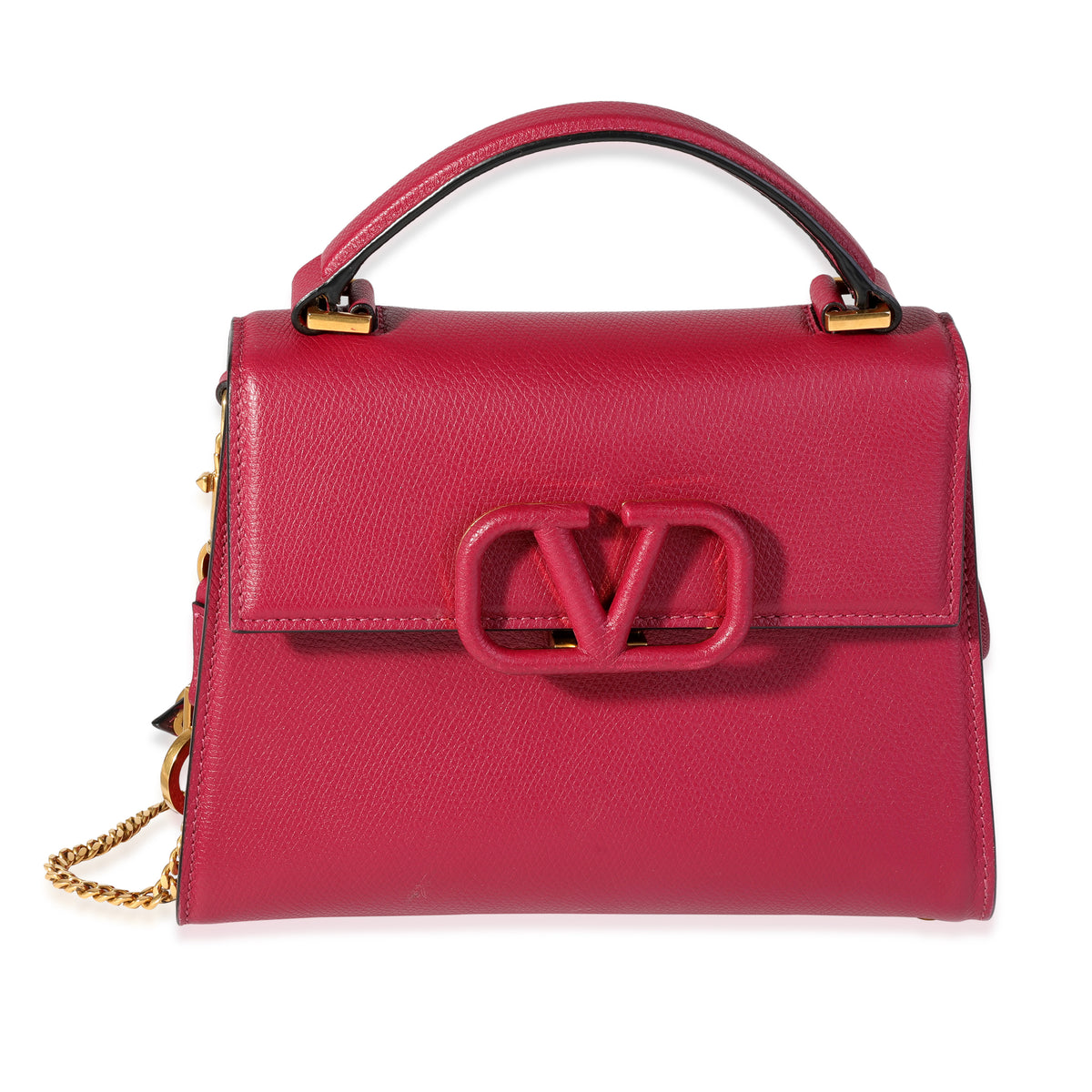 Valentino Pink Grained Leather VSLING Small Top Handle Crossbody