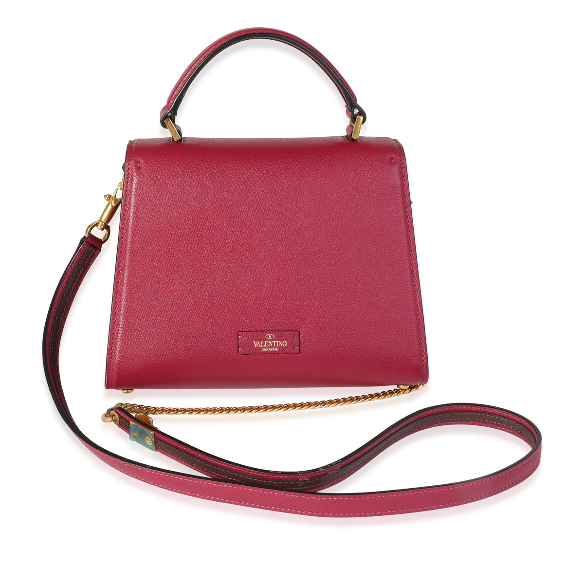 Valentino Pink Grained Leather VSLING Small Top Handle Crossbody