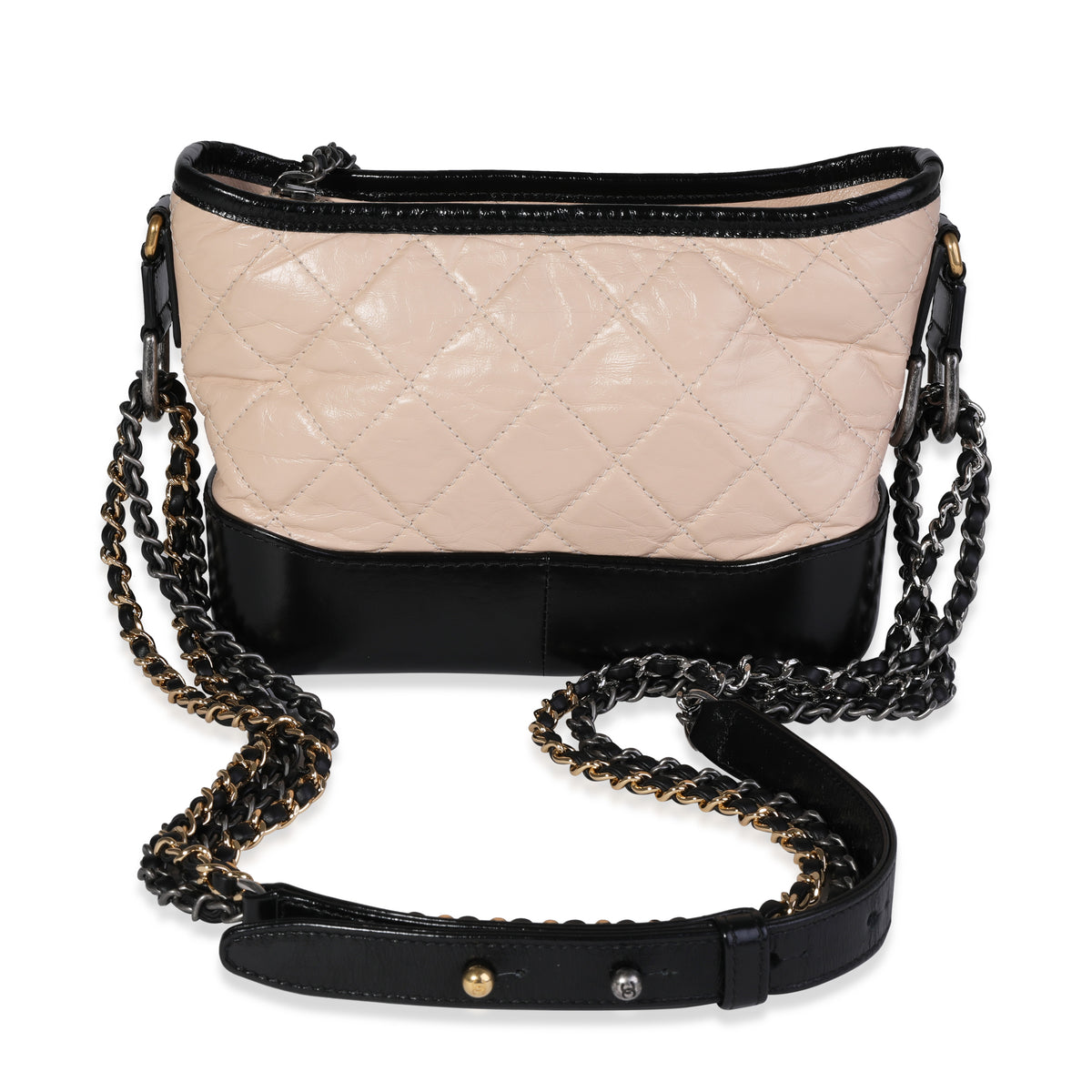 Chanel Beige & Black Quilted Aged Calfskin Small Gabrielle Hobo, myGemma