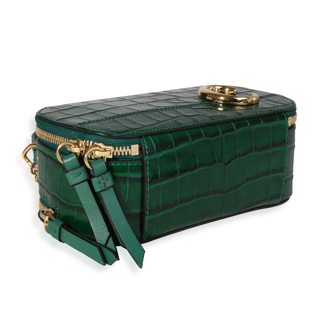Chloe Woodsy Green Crocodile-Embossed Mini Vanity C Bag