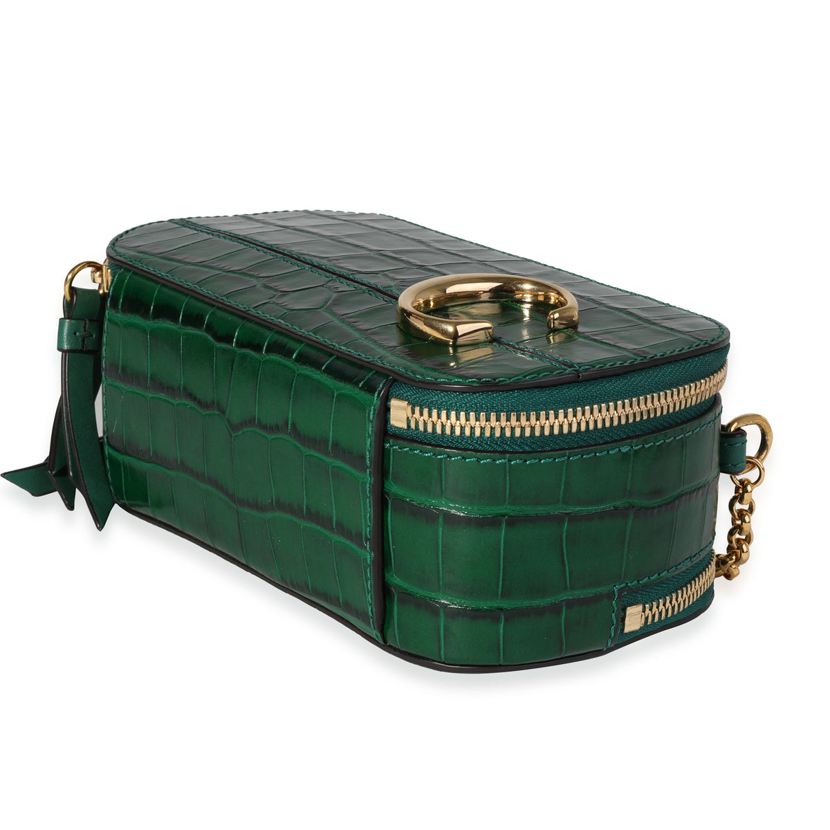 Chloe Woodsy Green Crocodile-Embossed Mini Vanity C Bag