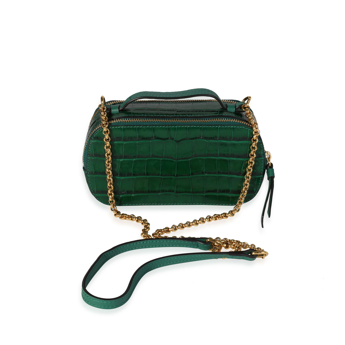 Chloe Woodsy Green Crocodile-Embossed Mini Vanity C Bag