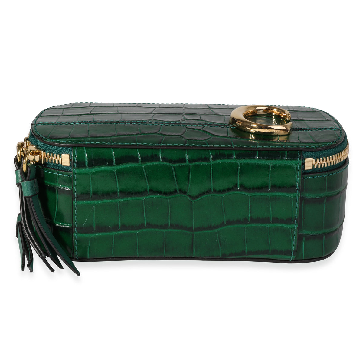 Chloe Woodsy Green Crocodile-Embossed Mini Vanity C Bag