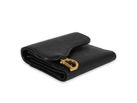 Dior Black Grained Calfskin Saddle Lotus Wallet