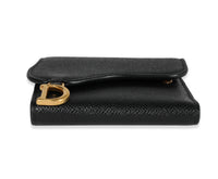 Dior Black Grained Calfskin Saddle Lotus Wallet