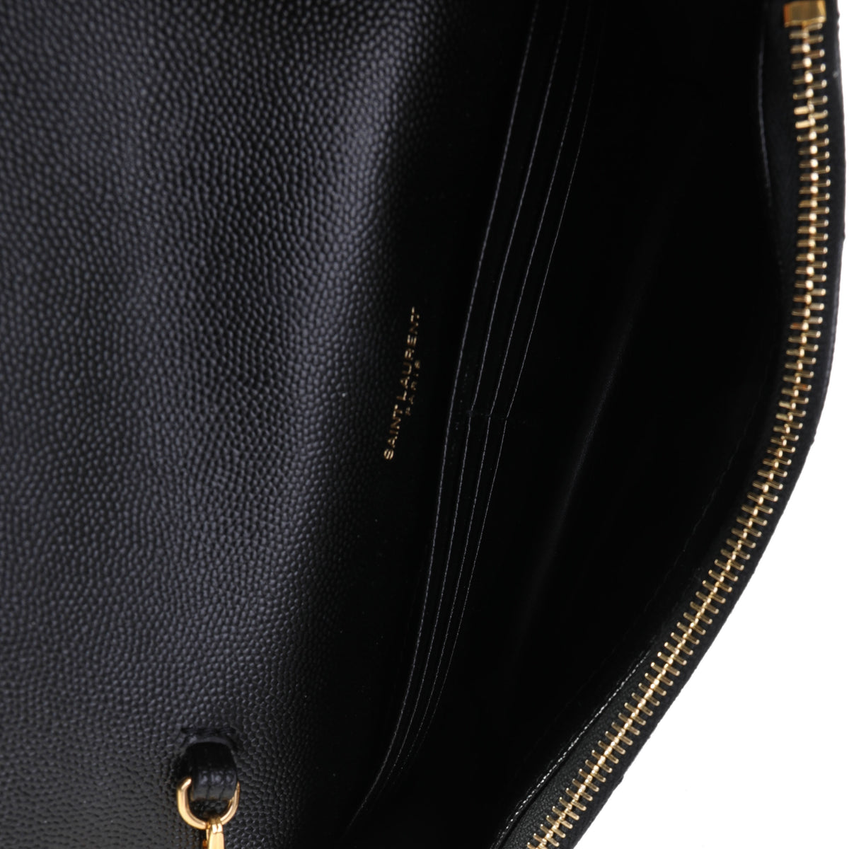 Saint Laurent Black Grain De Poudre Envelope Chain Wallet