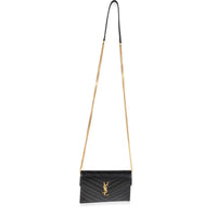 Saint Laurent Black Grain De Poudre Envelope Chain Wallet