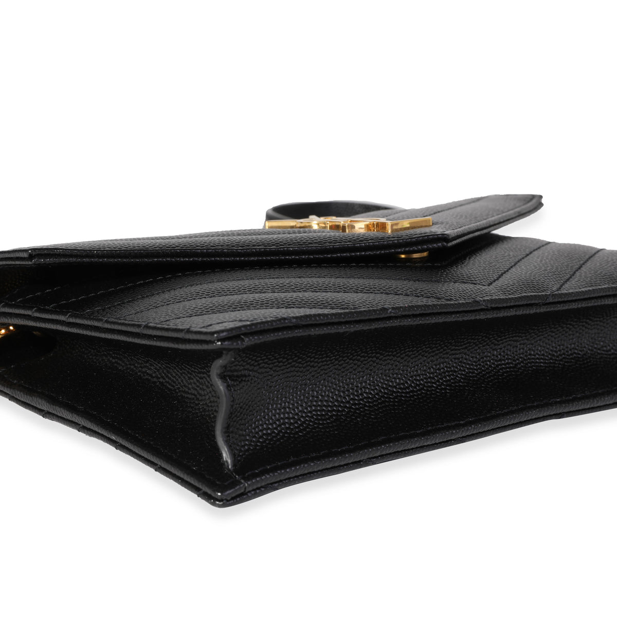 Saint Laurent Black Grain De Poudre Envelope Chain Wallet