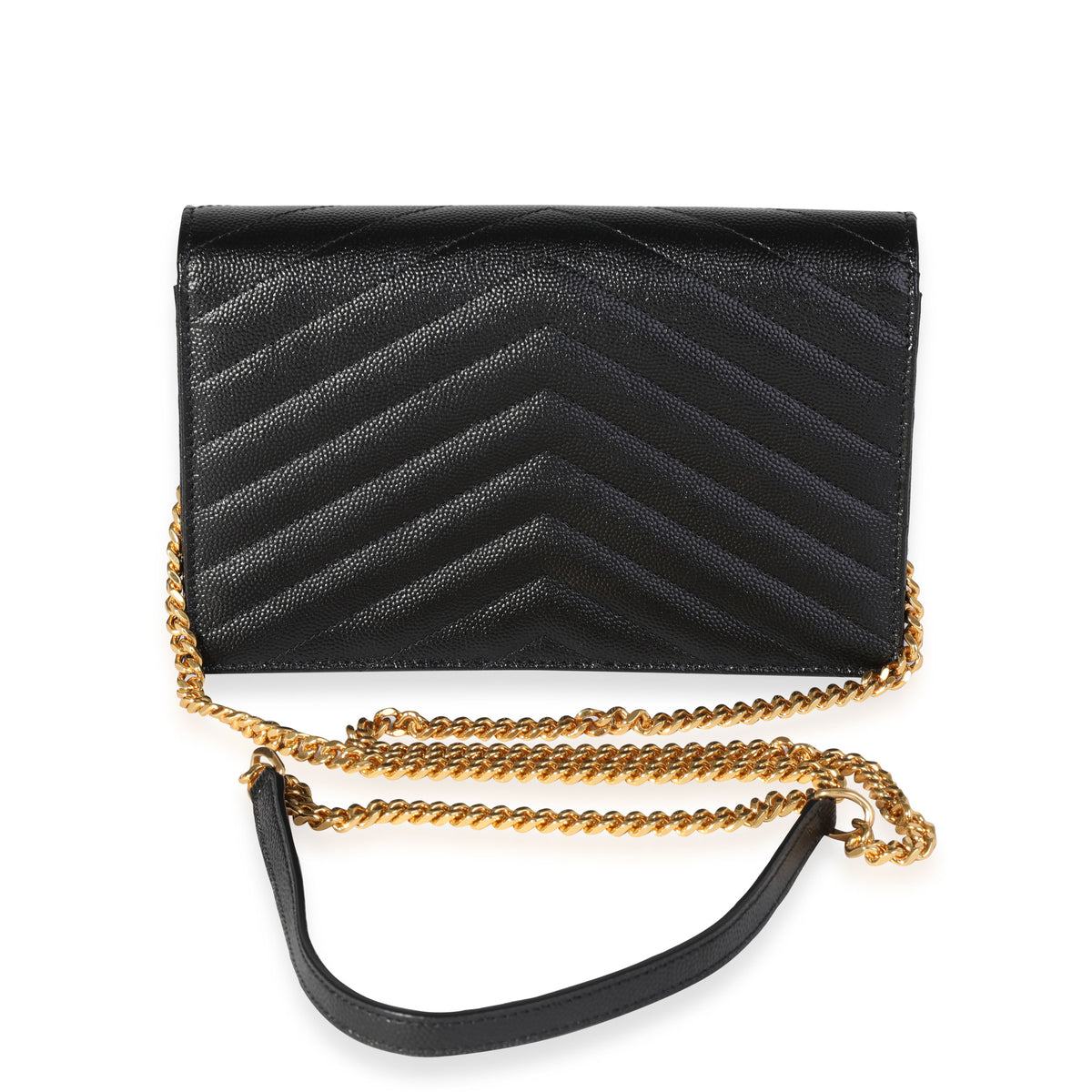 Saint Laurent Black Grain De Poudre Envelope Chain Wallet