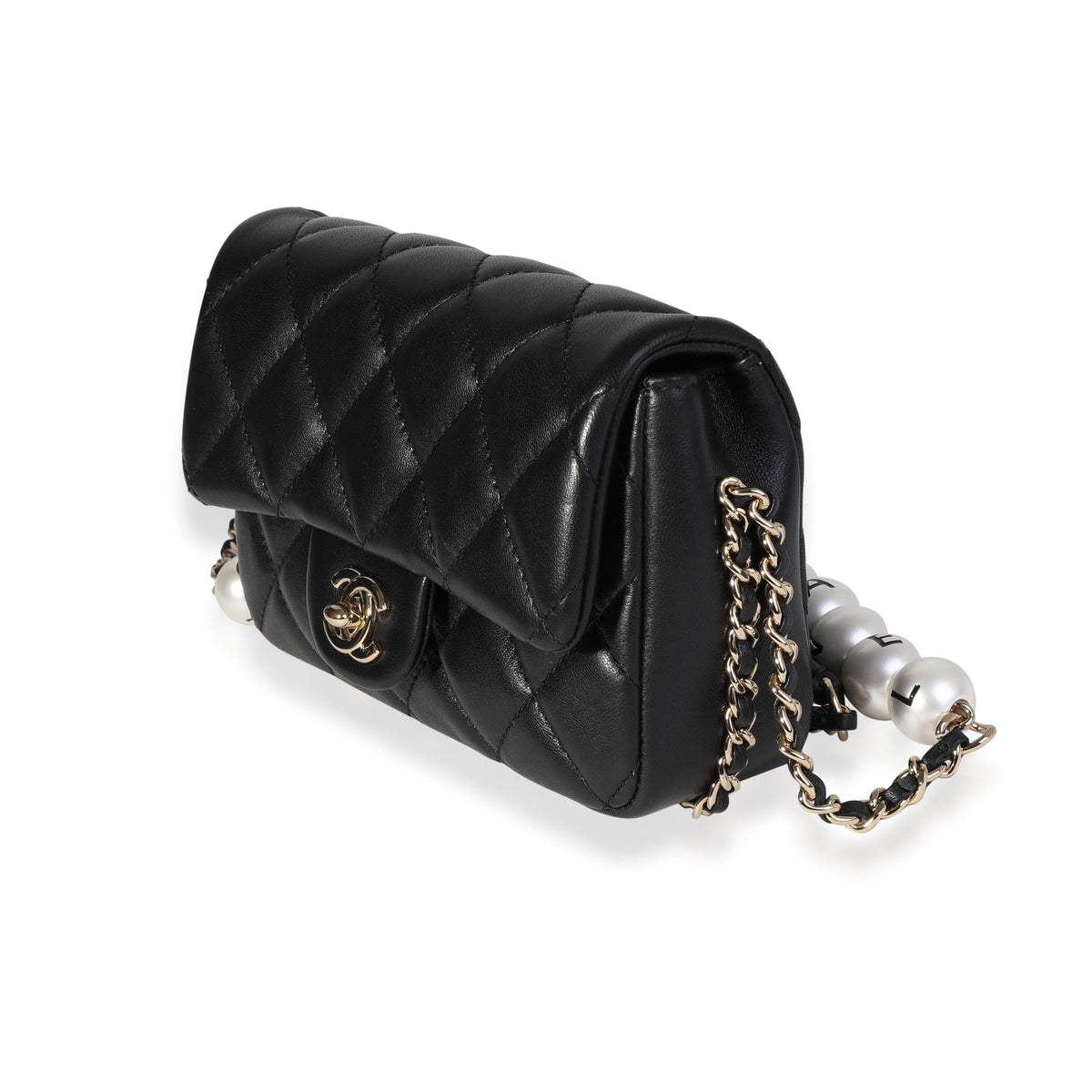 Chanel Black Quilted Lambskin Quilted About Pearls Mini Bag For