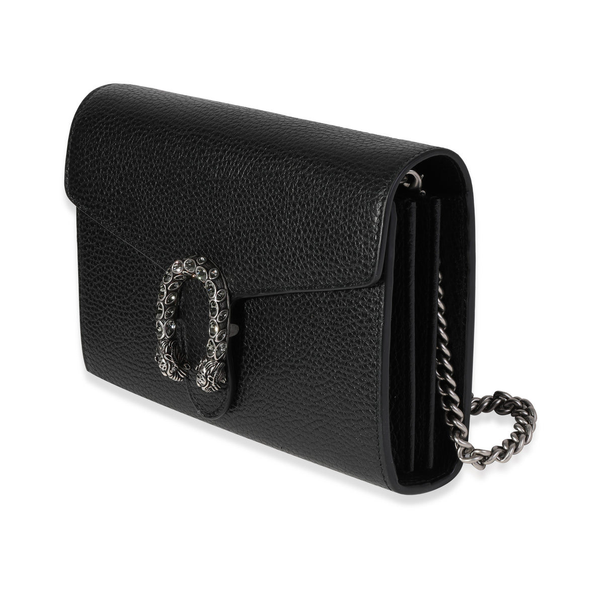 Gucci Black Grained Leather Crystal Dionysus Chain Wallet, myGemma