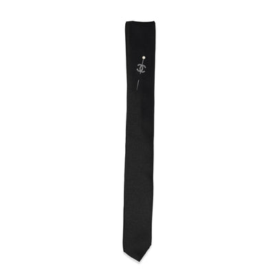 Chanel Black Silk & Pearl Neck Tie