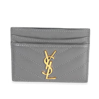 Saint Laurent Storm Grain De Poudre Monogram Card Holder