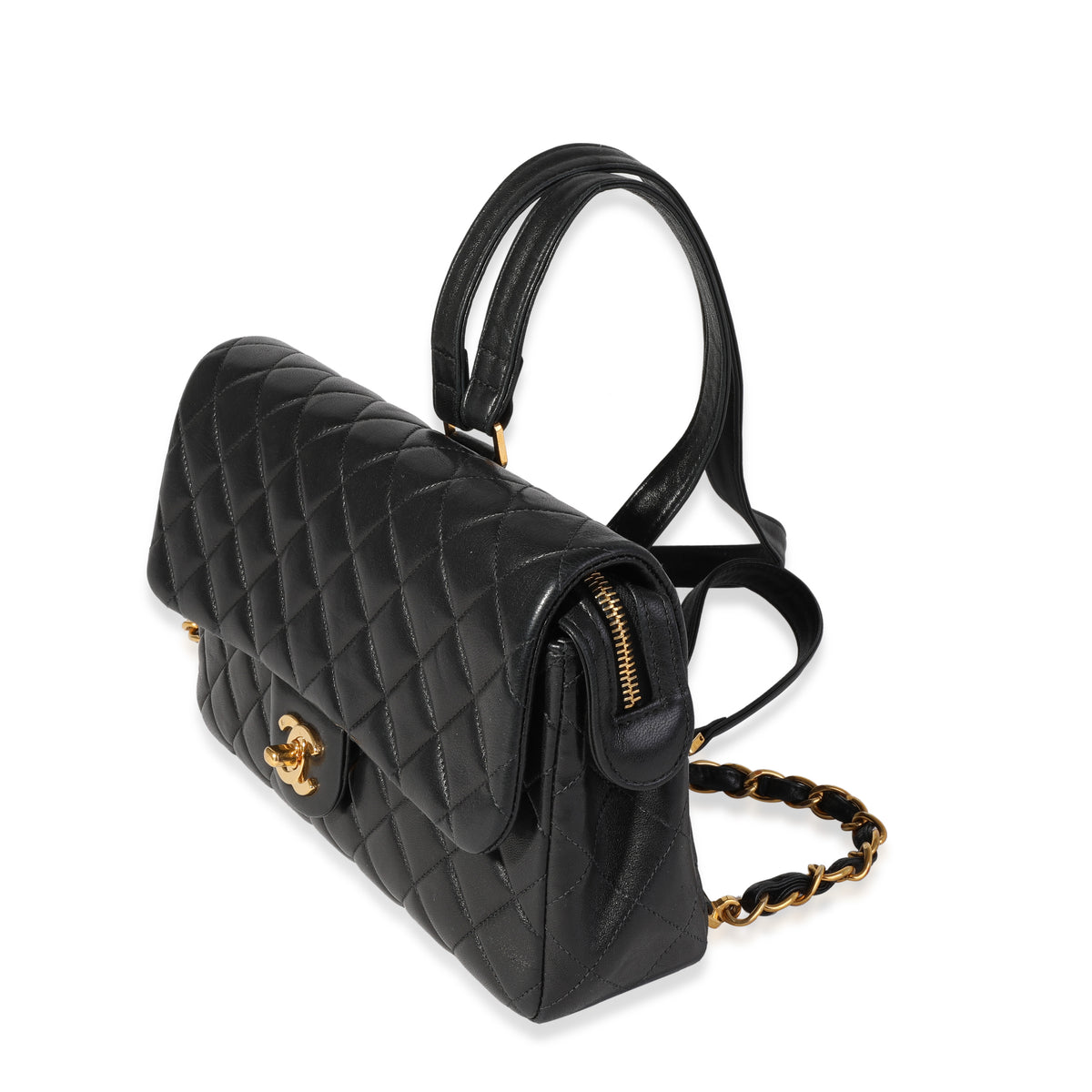 Chanel Timeless Jumbo single shoulder flap bag in black quilted lambskin,  GHW For Sale at 1stDibs