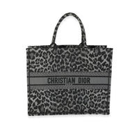 Dior Black & Gray Leopard Mizza Embroidery Large Book Tote