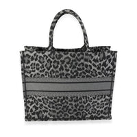 Dior Black & Gray Leopard Mizza Embroidery Large Book Tote