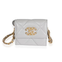 Chanel Gray Quilted Lambskin Chanel 19 Flap Coin Purse with Chain, myGemma, CH