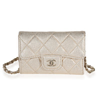 Chanel Gold Metallic Quilted Lambskin Mini Flap Chain Belt Bag