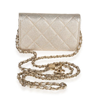 Chanel Gold Metallic Quilted Lambskin Mini Flap Chain Belt Bag