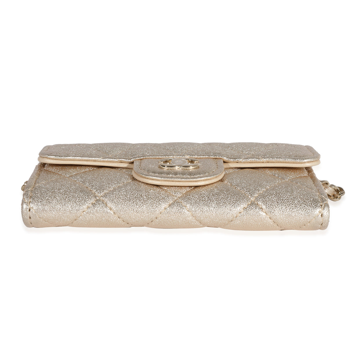 Chanel Gold Metallic Quilted Lambskin Mini Flap Chain Belt Bag