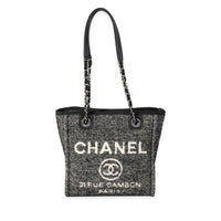 Chanel Black & White Bouclé Mini Deauville Tote