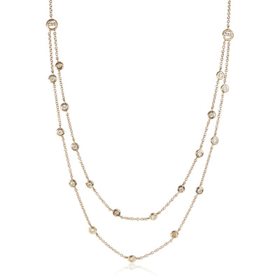 Diamond Station Double Layered Necklace in 14K Yellow Gold  0.25 ctw