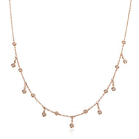 Bezel Diamond Station Necklace in 14K Rose Gold 0.15 ctw