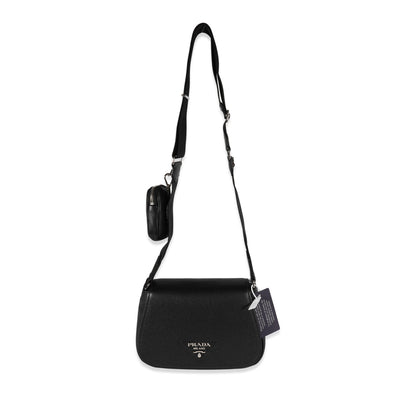 Black Vitello Daino Soft Leather Shoulder Bag