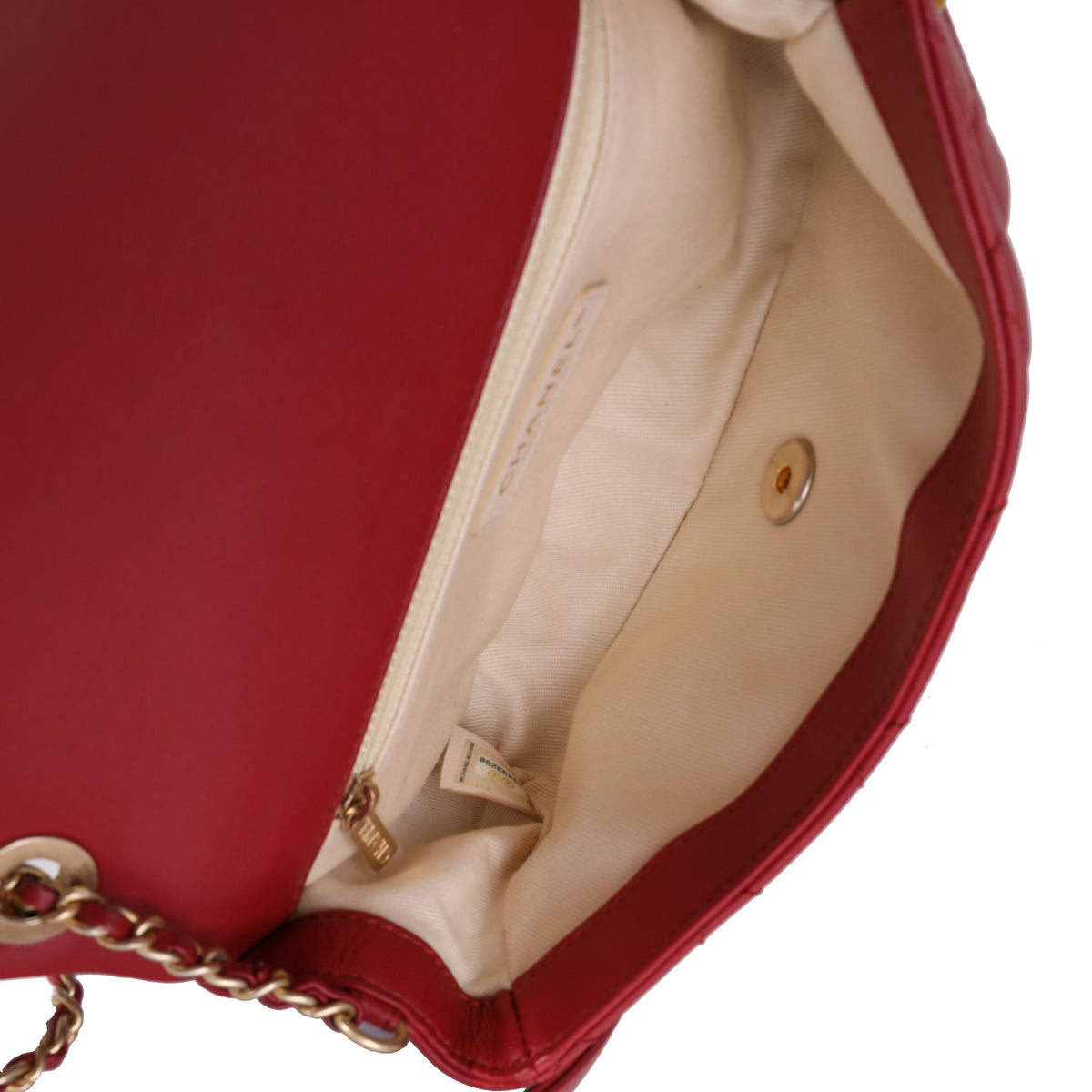CHANEL Chevron Envelope Flap Lambskin Leather Shoulder Bag Red-US