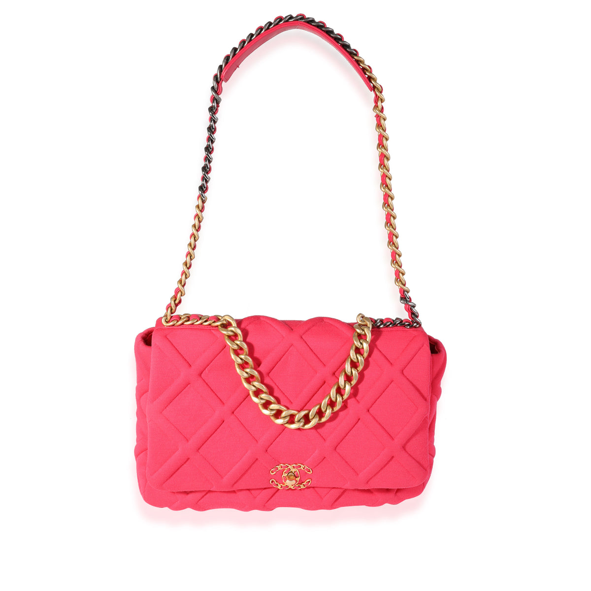Hot Pink Quilted Jersey Large  19 Flap Bag