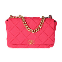 Hot Pink Quilted Jersey Large  19 Flap Bag