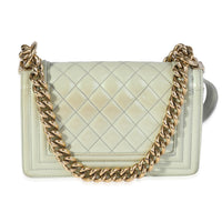 Chanel Light Green Quilted Patent Leather Small Boy Bag